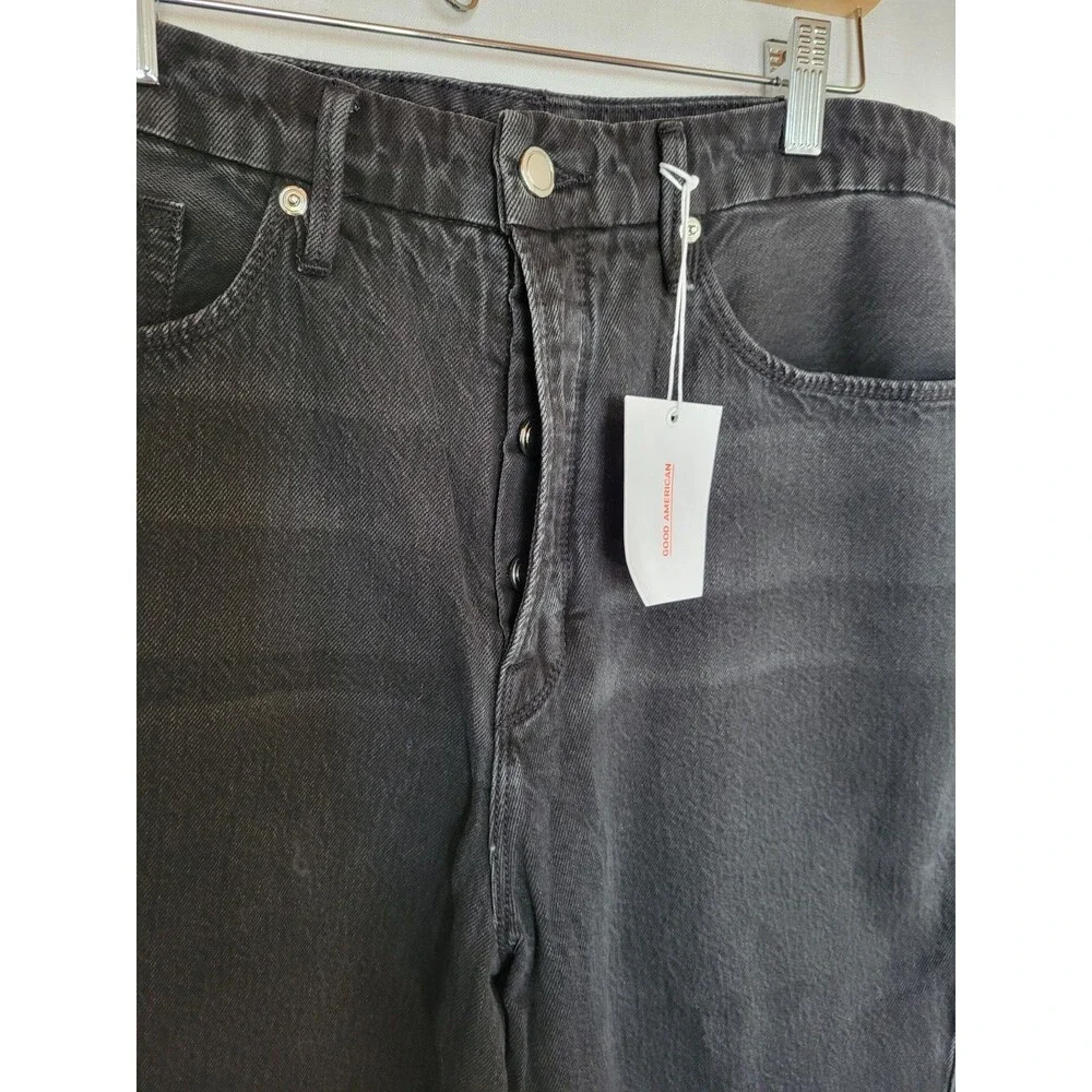 NWT Good American Good  Boy Women’s Jeans Size 14/32  Straight High Rise Black